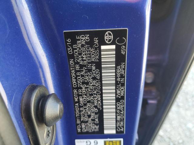 JTDKARFU1G3514839 - 2016 TOYOTA PRIUS 蓝色 照片 12