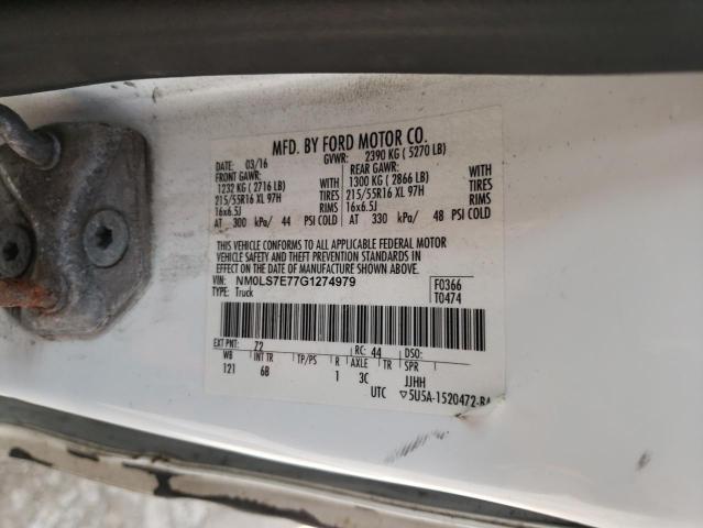 NM0LS7E77G1274979 - 2016 FORD TRANSIT CO XL WHITE photo 14
