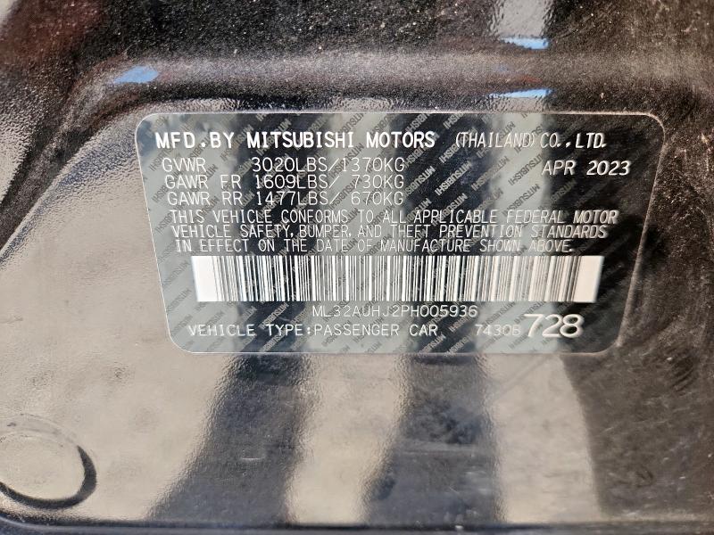 ML32AUHJ2PH005936 - 2023 MITSUBISHI MIRAGE ES Siyah fotoğraf 14