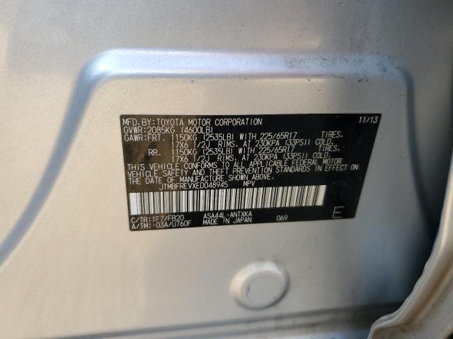 JTMBFREVXED048945 - 2014 TOYOTA RAV4 LE SILVER photo 13