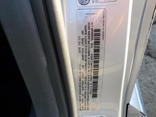 3VWJP7AT1CM613454 - 2012 VOLKSWAGEN BEETLE SILVER photo 12