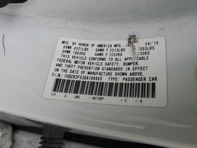 1HGCR2F53GA189685 - 2016 HONDA ACCORD SPORT Ağ foto 12