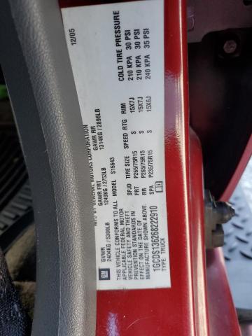 1GCDS136268222910 - 2006 CHEVROLET COLORADO 勃艮第红 照片 12