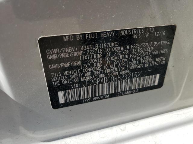 JF2GPABC0H8232152 - 2017 SUBARU CROSSTREK PREMIUM თეთრი ფოტო 13