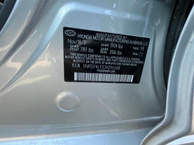 5NPD74LF0JH296548 - 2018 HYUNDAI ELANTRA SE SILVER photo 10