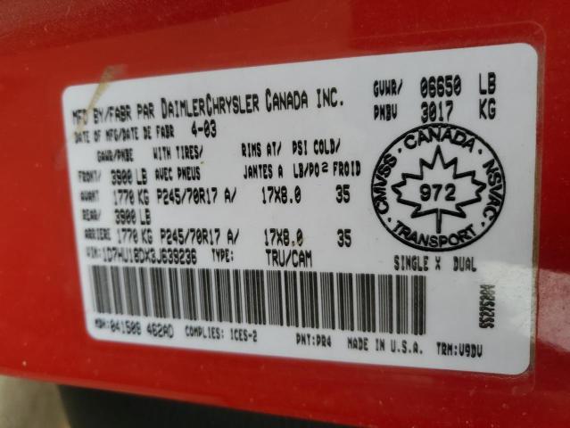 1D7HU18DX3J639236 - 2003 DODGE RAM 1500 ST Qırmızı foto 12