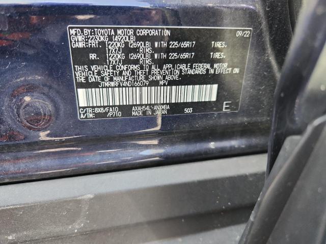 JTMRWRFV4ND166079 - 2022 TOYOTA RAV4 XLE BLUE photo 12