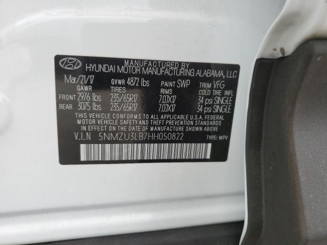 5NMZU3LB7HH050822 - 2017 HYUNDAI SANTA FE SPORT WHITE photo 13