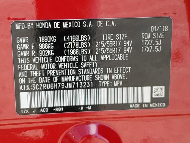 3CZRU6H79JM713231 - 2018 HONDA HR-V EXL Rojo foto 13