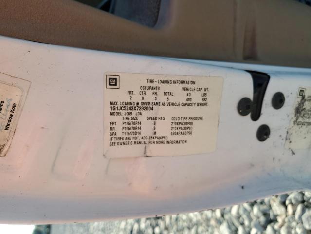 1G1JC5243X7292004 - 1999 CHEVROLET CAVALIER WHITE photo 12