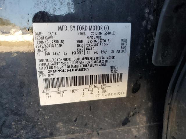 2FMPK4J94JBB85369 - 2018 FORD EDGE SEL Schwarz Foto 13