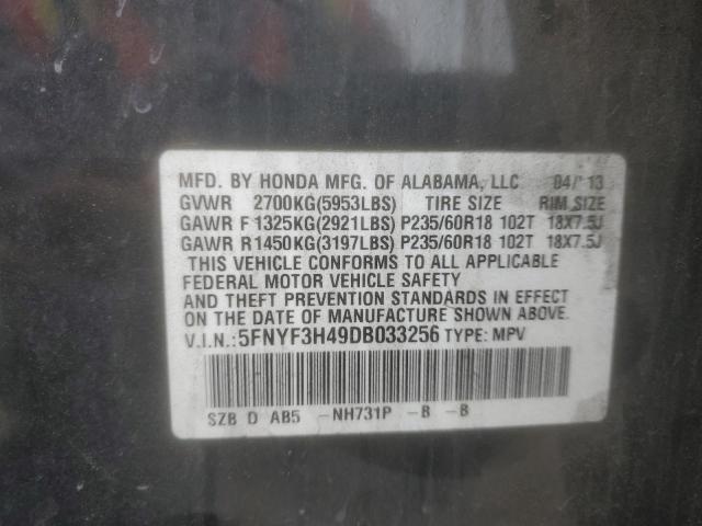 5FNYF3H49DB033256 - 2013 HONDA PILOT EX BLUE photo 13