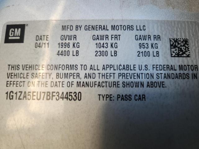 1G1ZA5EU7BF344530 - 2011 CHEVROLET MALIBU LS Сріблястий фото 13