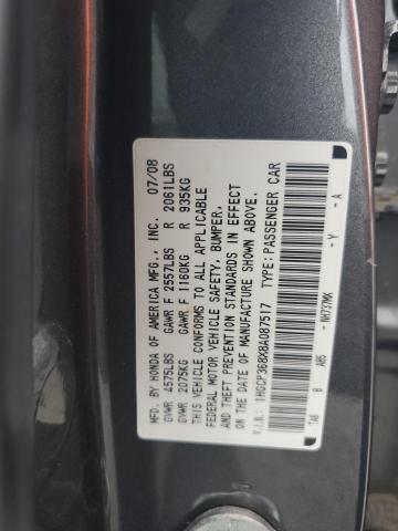 1HGCP368X8A087517 - 2008 HONDA ACCORD EXL GRAY photo 12