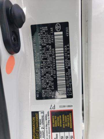 4T1BF1FK4GU187666 - 2016 TOYOTA CAMRY LE WHITE photo 12