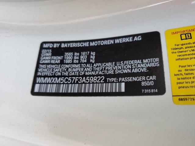 WMWXM5C57F3A59822 - 2015 MINI COOPER 蓝色 照片 12