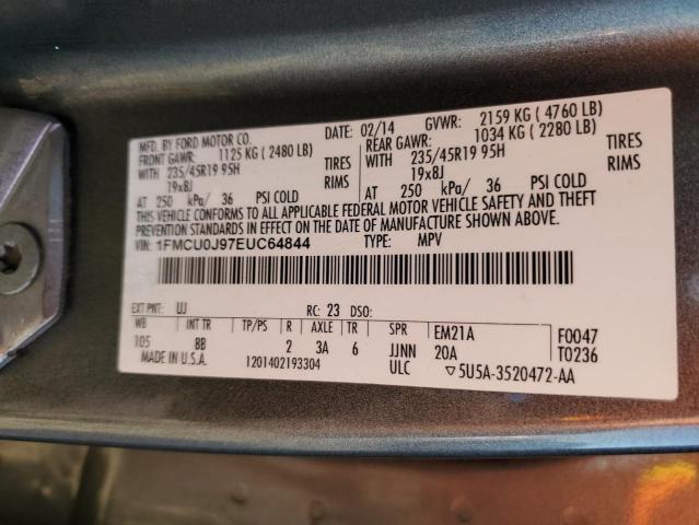 1FMCU0J97EUC64844 - 2014 FORD ESCAPE TITANIUM ნაცრისფერი ფოტო 13