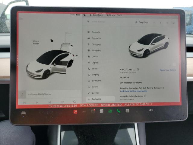 5YJ3E1EA7LF631839 - 2020 TESLA MODEL 3 白色 照片 9