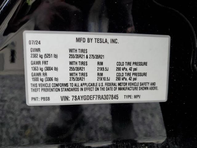 7SAYGDEF7RA307845 - 2024 TESLA MODEL Y Siyah fotoğraf 14