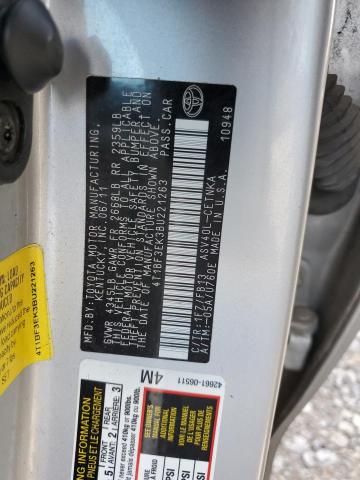 4T1BF3EK3BU221263 - 2011 TOYOTA CAMRY BASE ვერცხლისფერი ფოტო 12