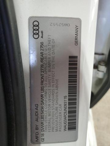 WAUG3AFC9JN093115 - 2018 AUDI A6 PREMIUM PLUS WHITE photo 12