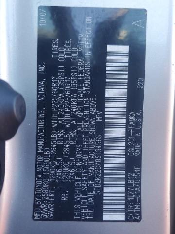 5TDZK22C78S134565 - 2008 TOYOTA SIENNA XLE SILVER photo 14