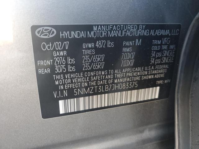 5NMZT3LB7JH083375 - 2018 HYUNDAI SANTA FE S GRAY photo 13