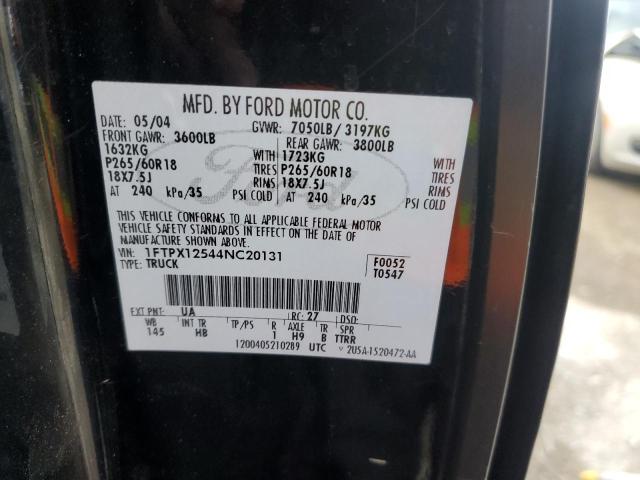 1FTPX12544NC20131 - 2004 FORD F150 BLACK photo 12