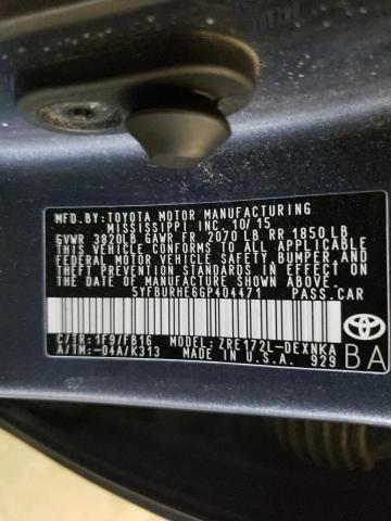 5YFBURHE6GP404471 - 2016 TOYOTA COROLLA L BLUE photo 12