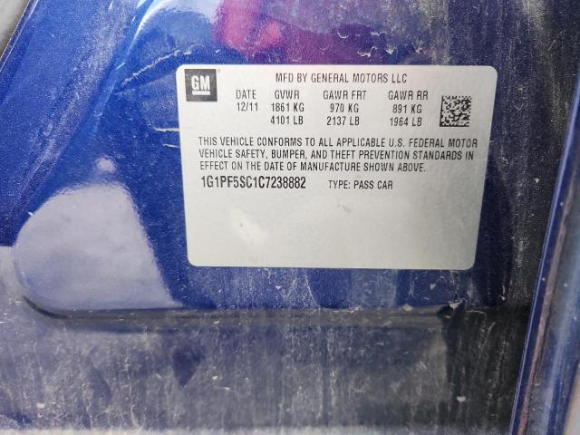 1G1PF5SC1C7238882 - 2012 CHEVROLET CRUZE LT 蓝色 照片 12