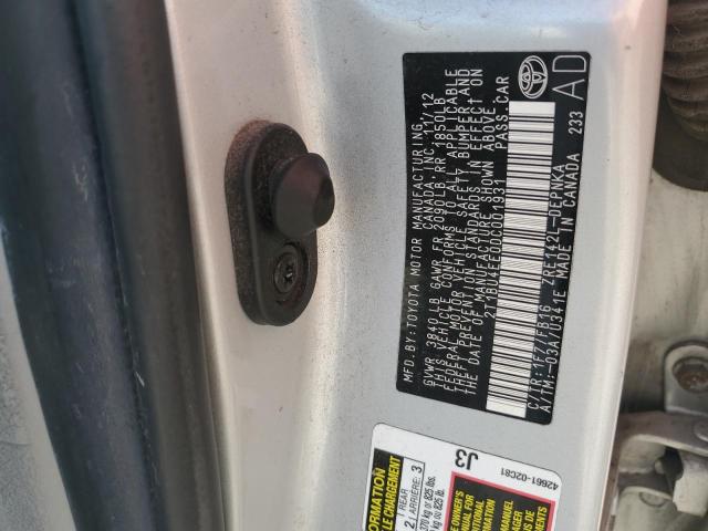 2T1BU4EE0DC001931 - 2013 TOYOTA COROLLA BASE Күміс фото 12