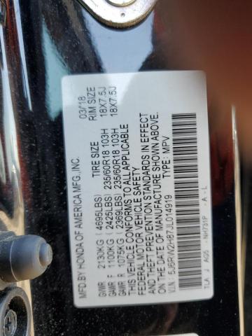 5J6RW2H87JL014919 - 2018 HONDA CR-V EXL Czarny zdjęcie 13