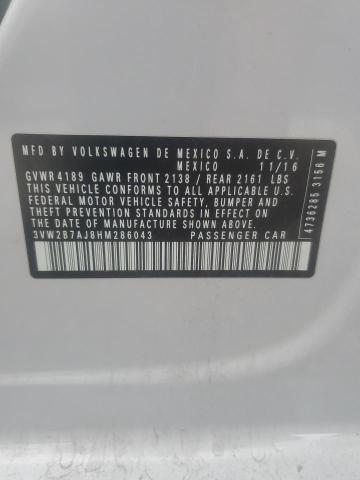3VW2B7AJ8HM286043 - 2017 VOLKSWAGEN JETTA S 白色 照片 13