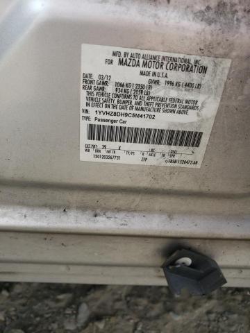 1YVHZ8DH9C5M41702 - 2012 MAZDA 6 I 银色 照片 12