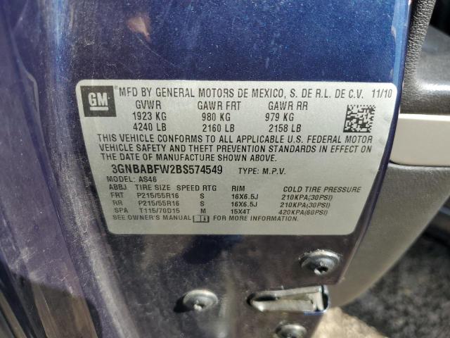 3GNBABFW2BS574549 - 2011 CHEVROLET HHR LT Синій фото 12