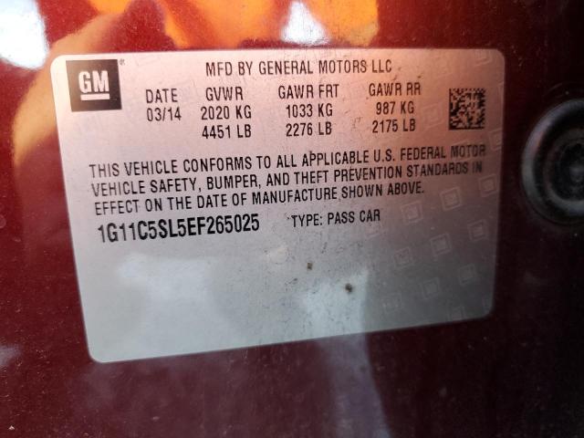 1G11C5SL5EF265025 - 2014 CHEVROLET MALIBU 1LT MAROON photo 12