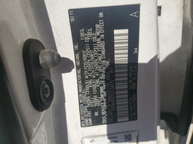 5TDKK3DC3CS190015 - 2012 TOYOTA SIENNA LE Белый фото 13