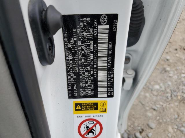 4T4BF1FK2GR551864 - 2016 TOYOTA CAMRY LE WHITE photo 13