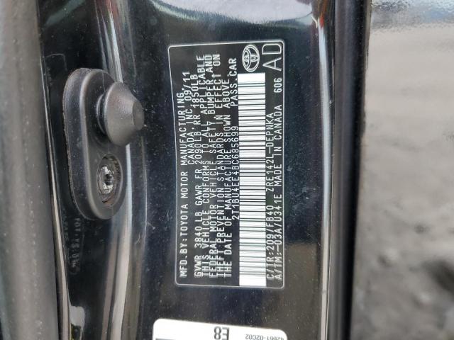 2T1BU4EE4BC685699 - 2011 TOYOTA COROLLA BASE BLACK photo 12