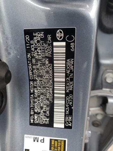 JTDS4MCE5MJ068063 - 2021 TOYOTA COROLLA SE ლურჯი ფოტო 12