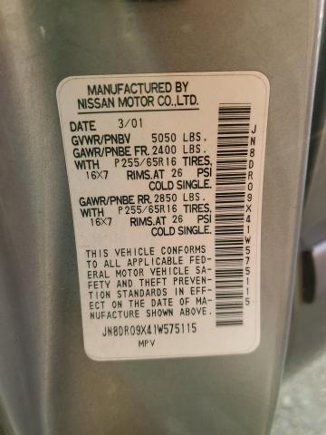 JN8DR09X41W575115 - 2001 NISSAN PATHFINDER LE 灰色 照片 14