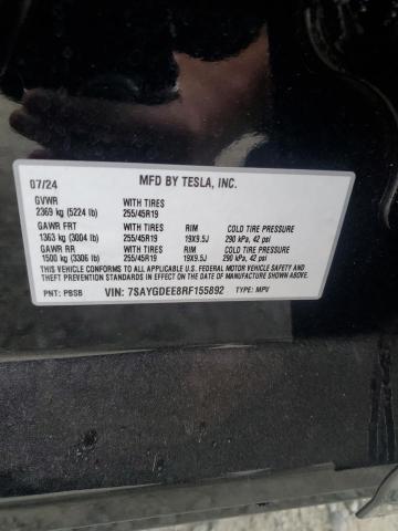 7SAYGDEE8RF155892 - 2024 TESLA MODEL Y შავი ფოტო 13