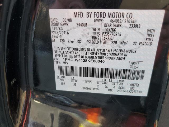 1FMCU94128KE80840 - 2008 FORD ESCAPE LIMITED BLACK photo 13