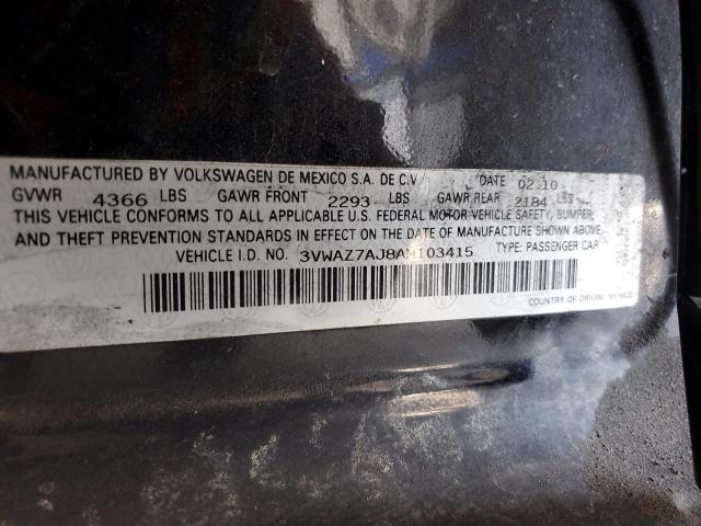 3VWAZ7AJ8AM103415 - 2010 VOLKSWAGEN JETTA LIMITED Qara foto 12