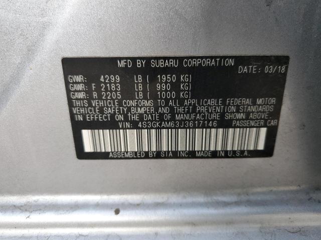 4S3GKAM63J3617146 - 2018 SUBARU IMPREZA SPORT 银色 照片 13