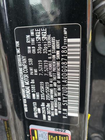 5XYZUDLA0DG087180 - 2013 HYUNDAI SANTA FE S BLACK photo 12