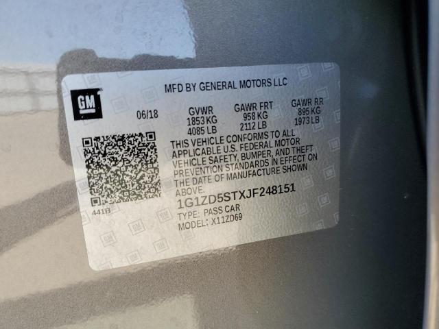 1G1ZD5STXJF248151 - 2018 CHEVROLET MALIBU LT CHARCOAL photo 12