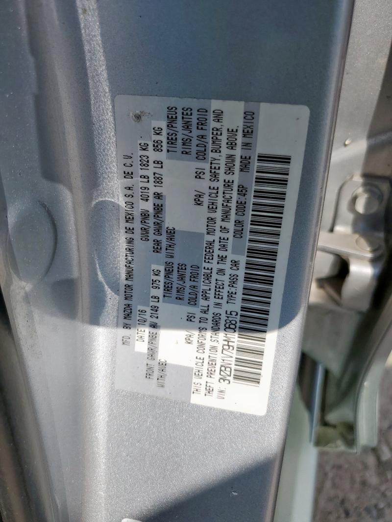 3MZBN1V79HM106815 - 2017 MAZDA 3 TOURING 银色 照片 12