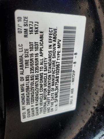 5FNRL3H75AB103967 - 2010 HONDA ODYSSEY EXL Noir photo 14