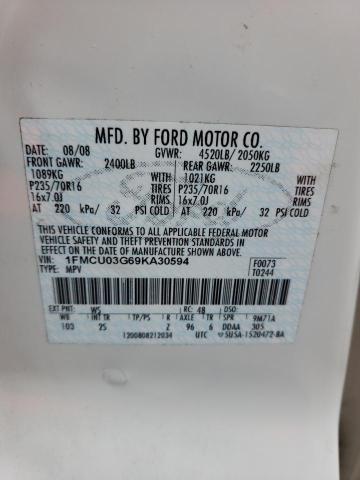 1FMCU03G69KA30594 - 2009 FORD ESCAPE XLT WHITE photo 13